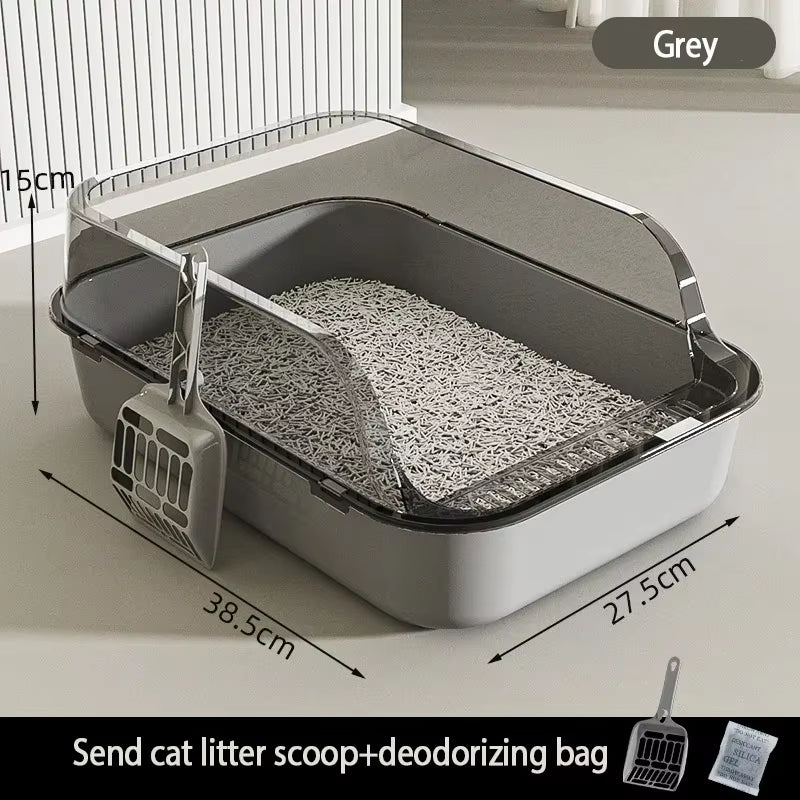 Cat Toilet Open Type Cat Litter Box,Thickened Litter Box,Semi Closed High Side Splash Proof Pet Toilet,With Litter Scoop