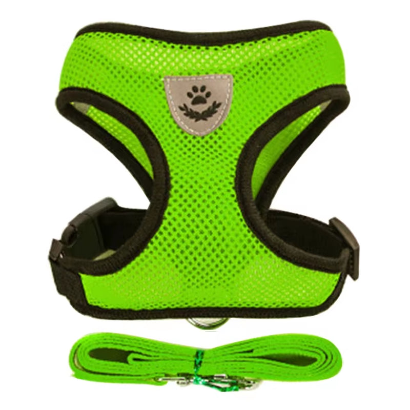 Cat Dog Harness Adjustable Vest Walking Lead Leash for Puppy Dogs Collar Polyester Mesh Harness for Small Medium Dog Cat Pet