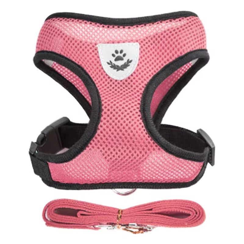 Cat Dog Harness Adjustable Vest Walking Lead Leash for Puppy Dogs Collar Polyester Mesh Harness for Small Medium Dog Cat Pet