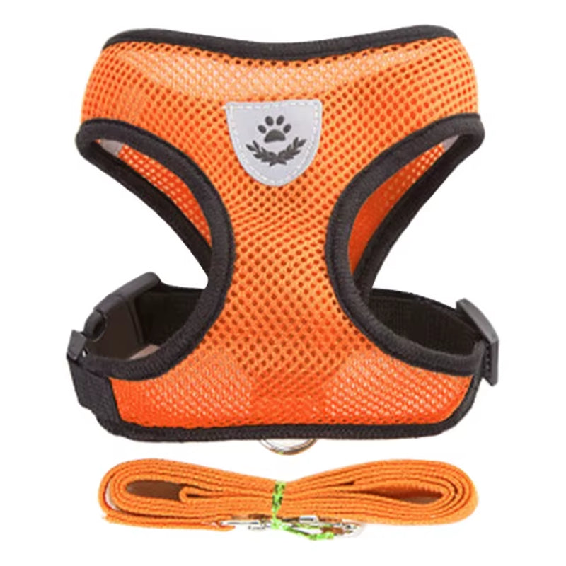 Cat Dog Harness Adjustable Vest Walking Lead Leash for Puppy Dogs Collar Polyester Mesh Harness for Small Medium Dog Cat Pet