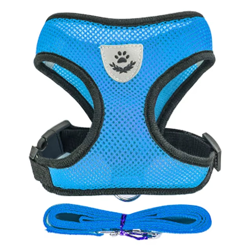 Cat Dog Harness Adjustable Vest Walking Lead Leash for Puppy Dogs Collar Polyester Mesh Harness for Small Medium Dog Cat Pet