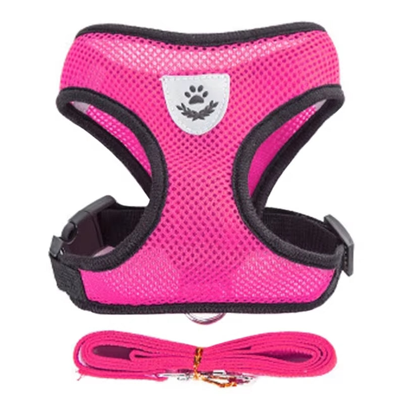 Cat Dog Harness Adjustable Vest Walking Lead Leash for Puppy Dogs Collar Polyester Mesh Harness for Small Medium Dog Cat Pet