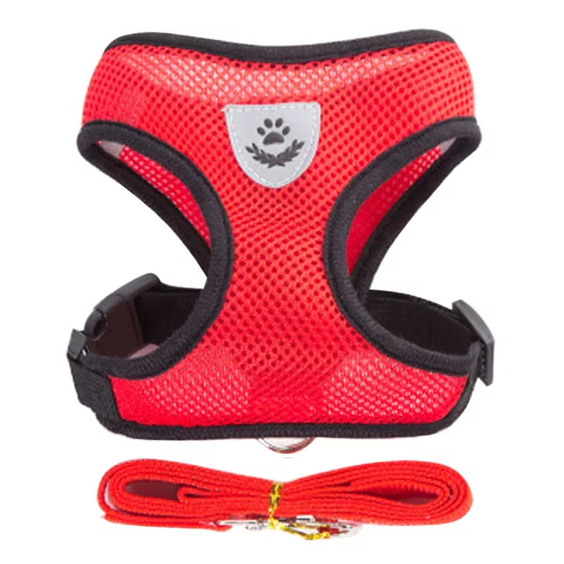 Cat Dog Harness Adjustable Vest Walking Lead Leash for Puppy Dogs Collar Polyester Mesh Harness for Small Medium Dog Cat Pet