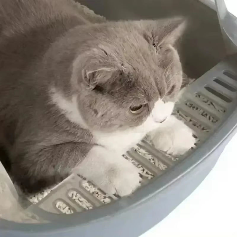 Cat Toilet Open Type Cat Litter Box,Thickened Litter Box,Semi Closed High Side Splash Proof Pet Toilet,With Litter Scoop
