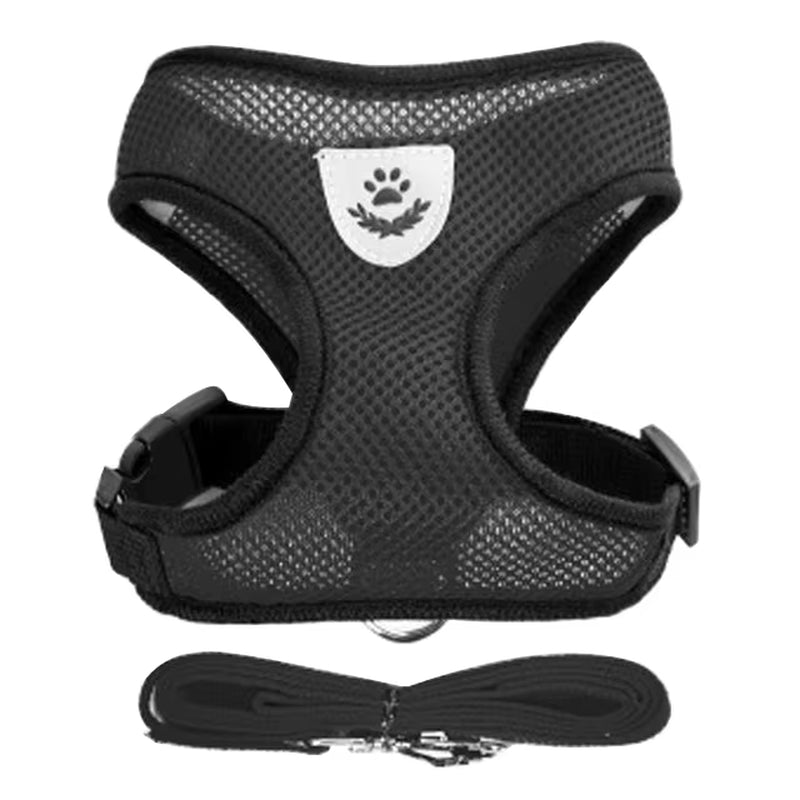 Cat Dog Harness Adjustable Vest Walking Lead Leash for Puppy Dogs Collar Polyester Mesh Harness for Small Medium Dog Cat Pet