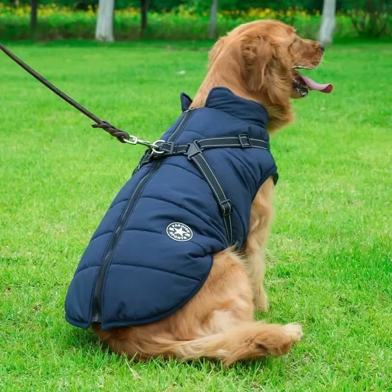 Waterproof Warm Dog Jacket Vest Winter Dog Clothes with Harness French-Bulldog Coat Pet Costume for Small Large Dogs Chihuahua
