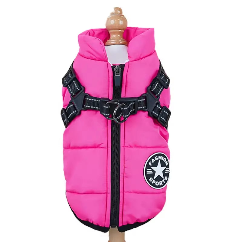 Waterproof Warm Dog Jacket Vest Winter Dog Clothes with Harness French-Bulldog Coat Pet Costume for Small Large Dogs Chihuahua