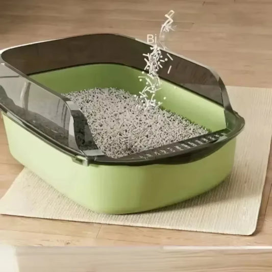 Cat Toilet Open Type Cat Litter Box,Thickened Litter Box,Semi Closed High Side Splash Proof Pet Toilet,With Litter Scoop