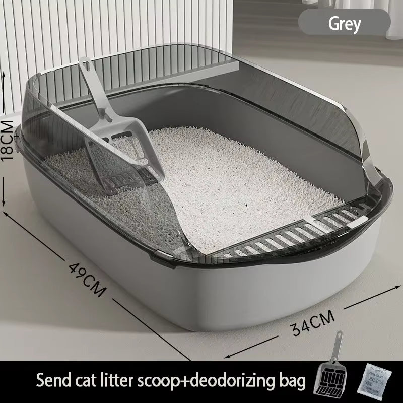 Cat Toilet Open Type Cat Litter Box,Thickened Litter Box,Semi Closed High Side Splash Proof Pet Toilet,With Litter Scoop