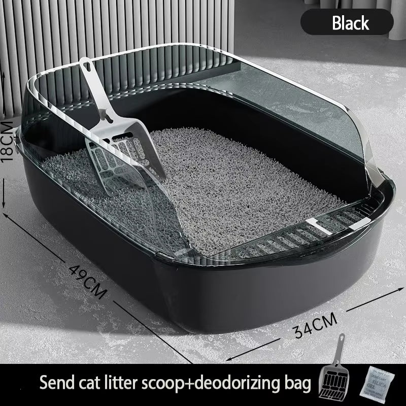 Cat Toilet Open Type Cat Litter Box,Thickened Litter Box,Semi Closed High Side Splash Proof Pet Toilet,With Litter Scoop