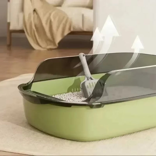 Cat Toilet Open Type Cat Litter Box,Thickened Litter Box,Semi Closed High Side Splash Proof Pet Toilet,With Litter Scoop