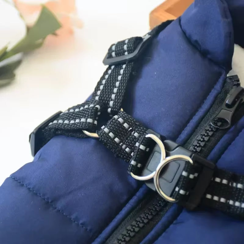 Waterproof Warm Dog Jacket Vest Winter Dog Clothes with Harness French-Bulldog Coat Pet Costume for Small Large Dogs Chihuahua