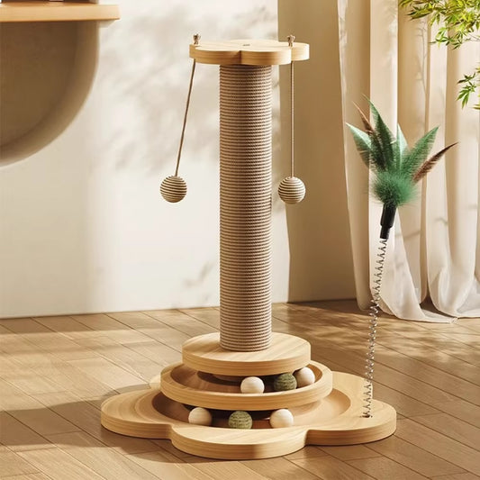 Cat Tower Durable Sisal Scratching Board Tree Pet Cat Toy Solid Wood Cat Turntable Cat Scratching Posts