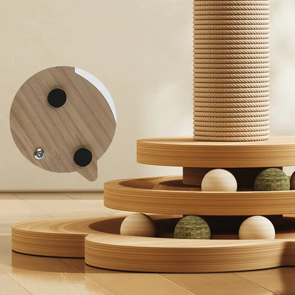 Cat Tower Durable Sisal Scratching Board Tree Pet Cat Toy Solid Wood Cat Turntable Cat Scratching Posts