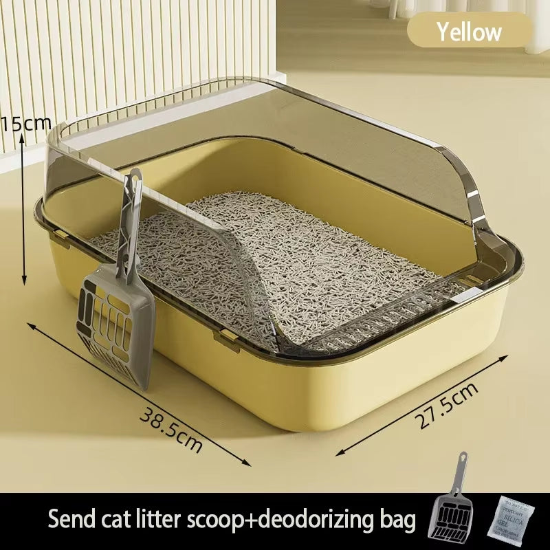 Cat Toilet Open Type Cat Litter Box,Thickened Litter Box,Semi Closed High Side Splash Proof Pet Toilet,With Litter Scoop