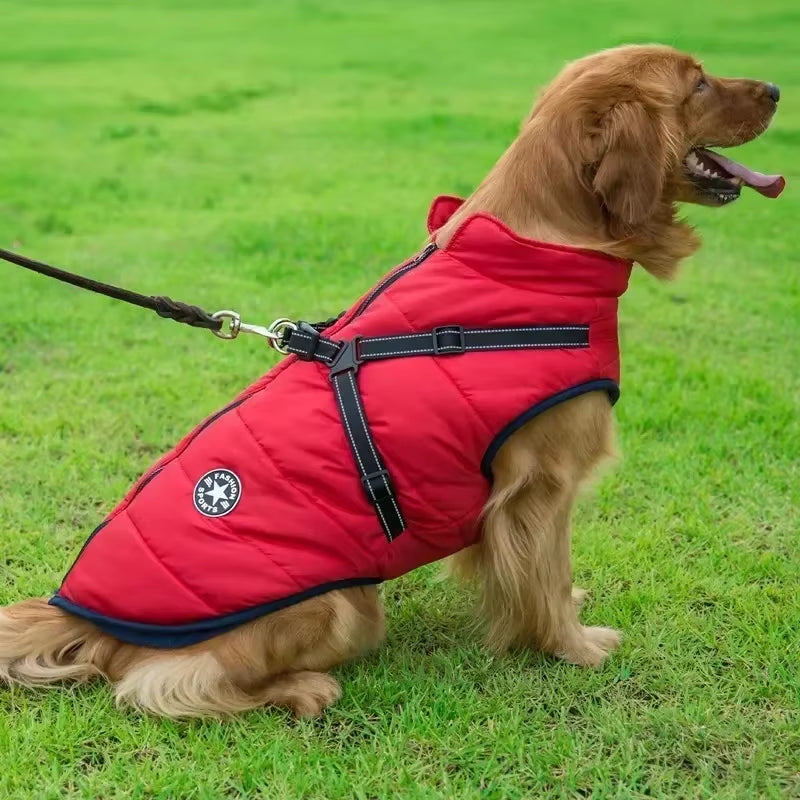 Waterproof Warm Dog Jacket Vest Winter Dog Clothes with Harness French-Bulldog Coat Pet Costume for Small Large Dogs Chihuahua